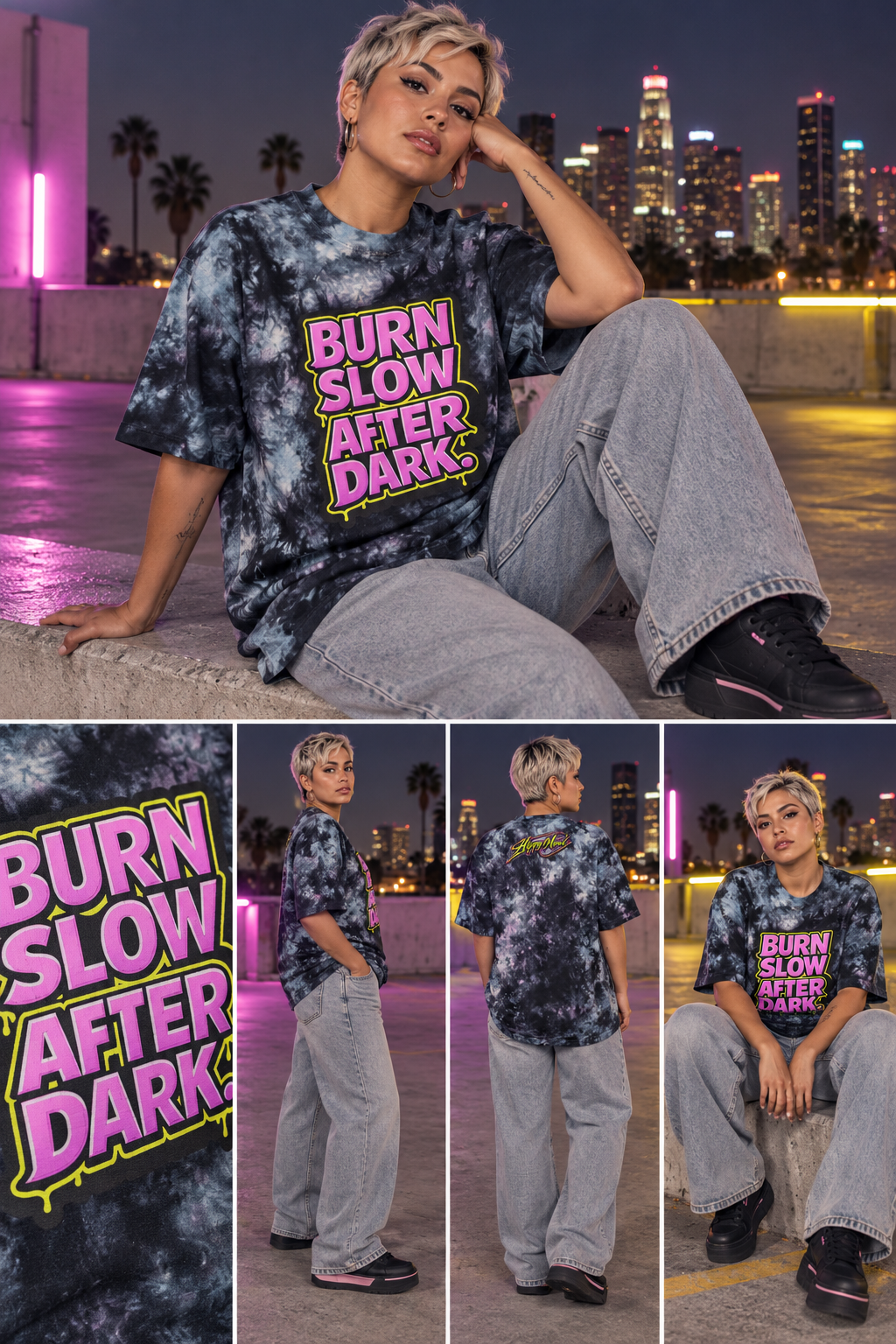 Burn Slow AFTER DARK Oversized Tie-Dye Tee