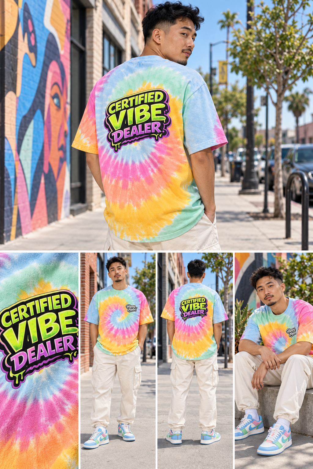 Zertifiziertes Vibe Dealer Oversized Batik-T-Shirt