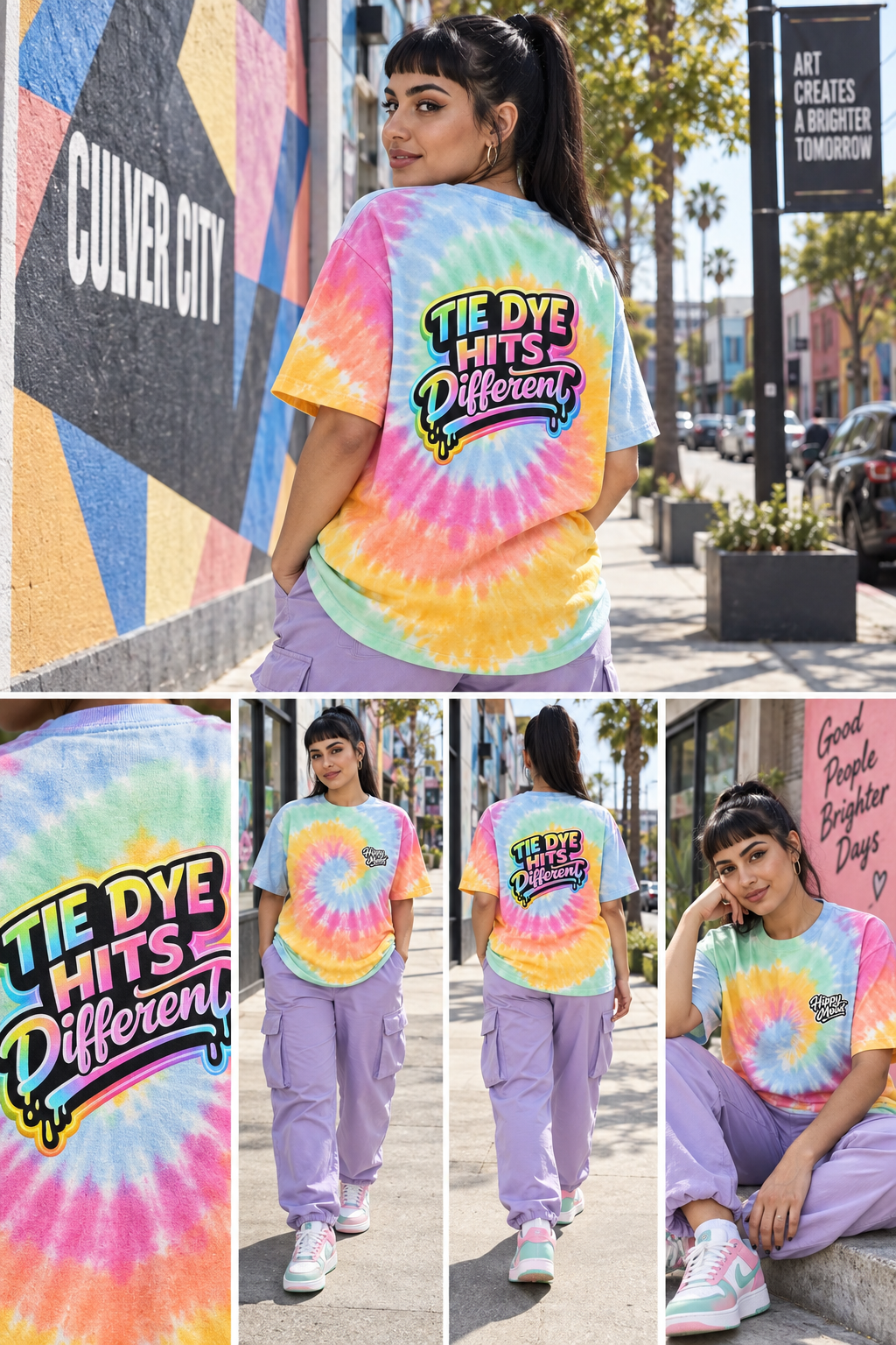 Tie Dye Hits Different Oversized Tie-Dye-Shirt