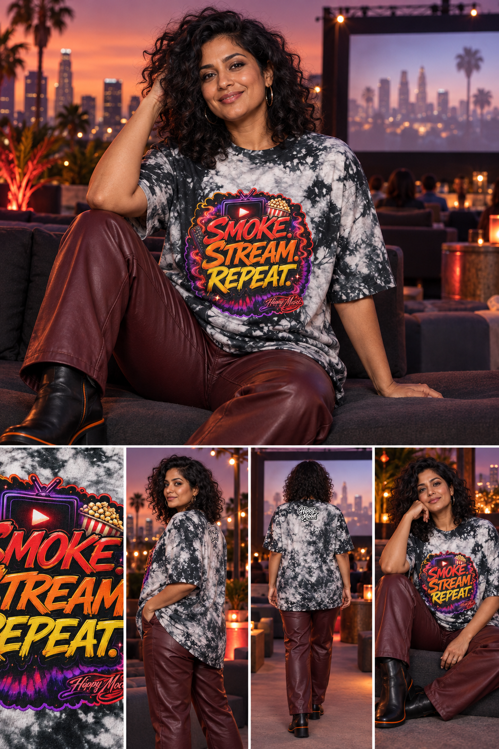 Smoke. Stream. Repeat. Oversized Tie-Dye Tee