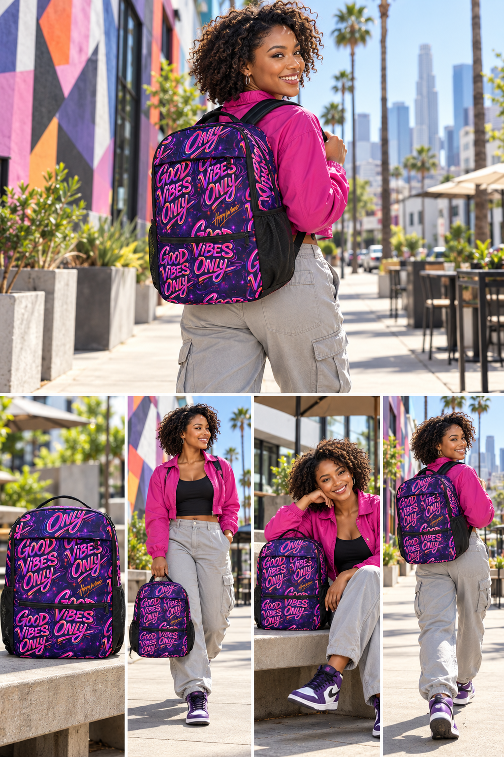 HIPPY MOOD RUCKSACK „GOOD VIBES ONLY“ — NIGHT GLOW EDITION