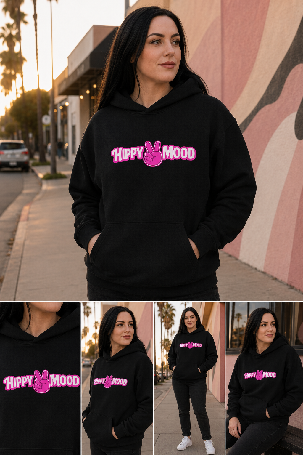 High Vibe Oversized Hoodie — Signature Pink Logo