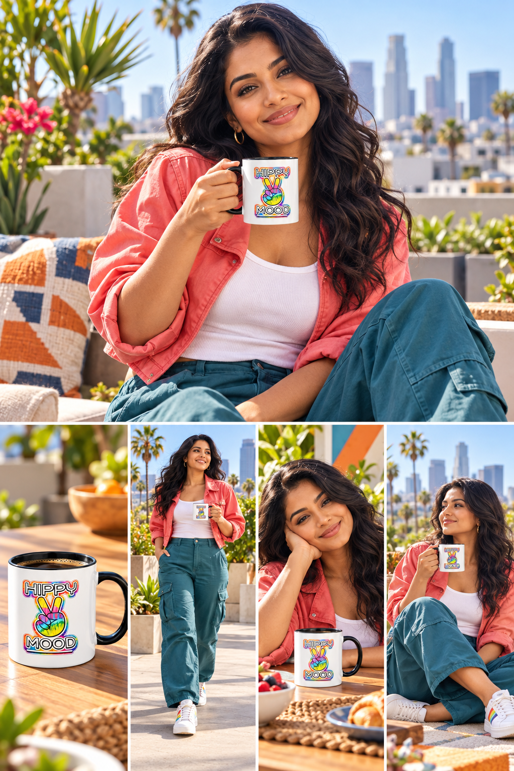 Hippy Mood Peace-Zeichen Kaffeetasse