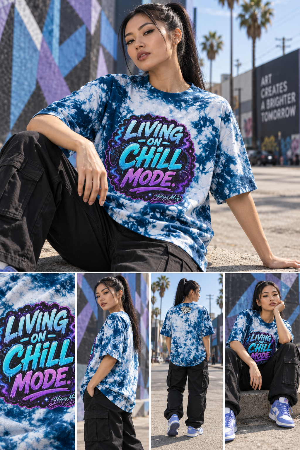 Living on Chill Mode Oversized Tie-Dye Tee