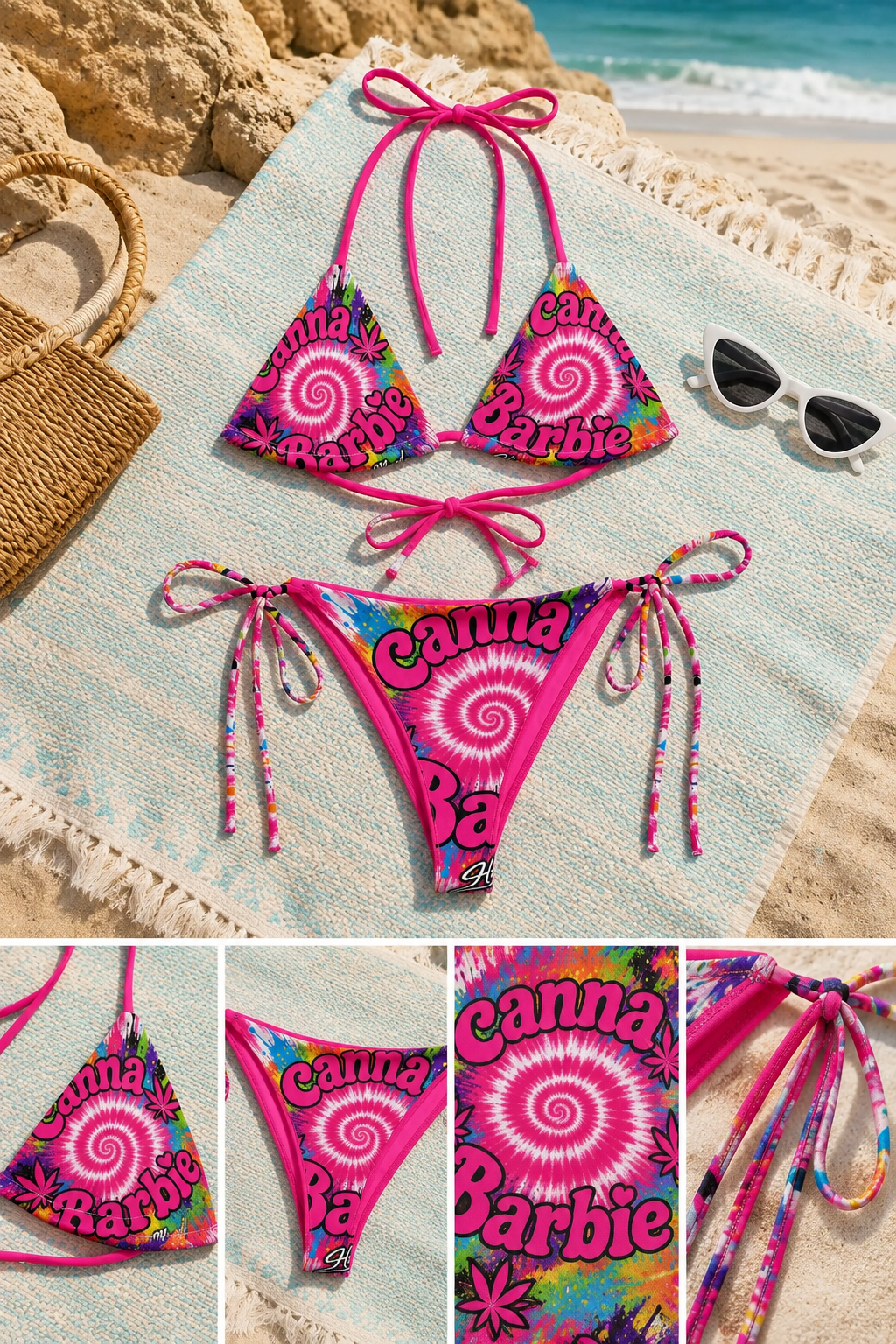 Canna Barbie String Bikini — Pink Splash Edition