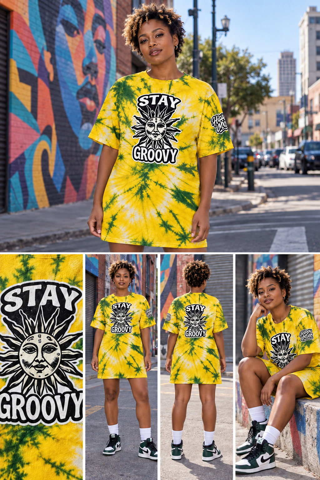 Stay Groovy T-Shirt-Kleid