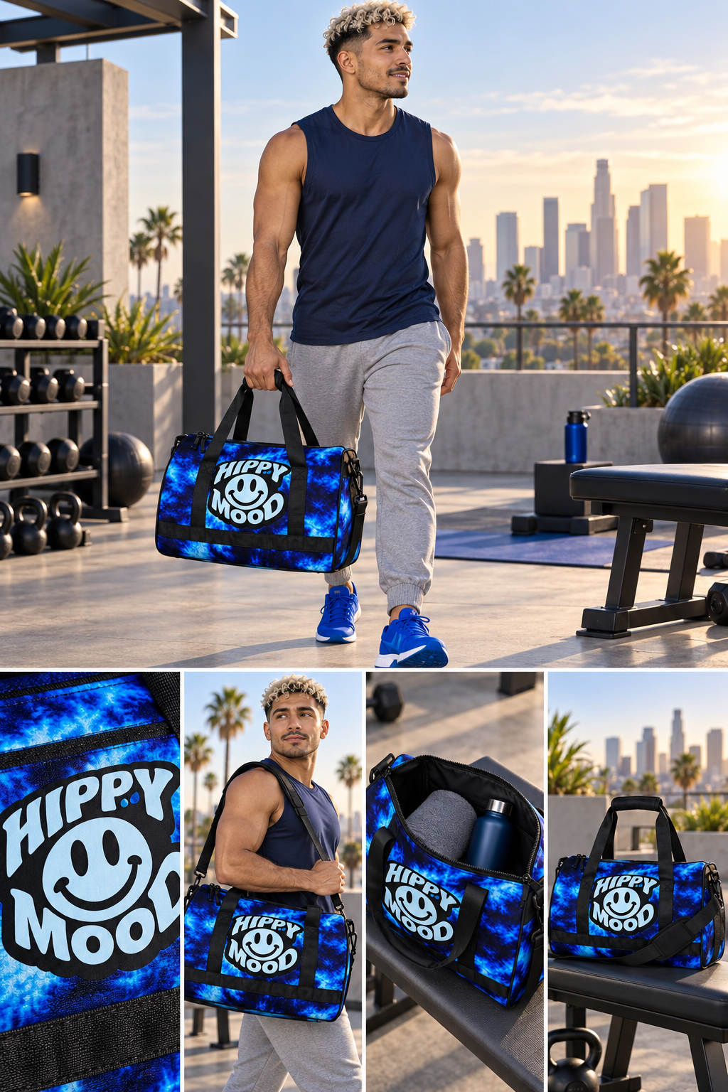 HIPPY MOOD DUFFLE BAG — MIDNIGHT SMILE