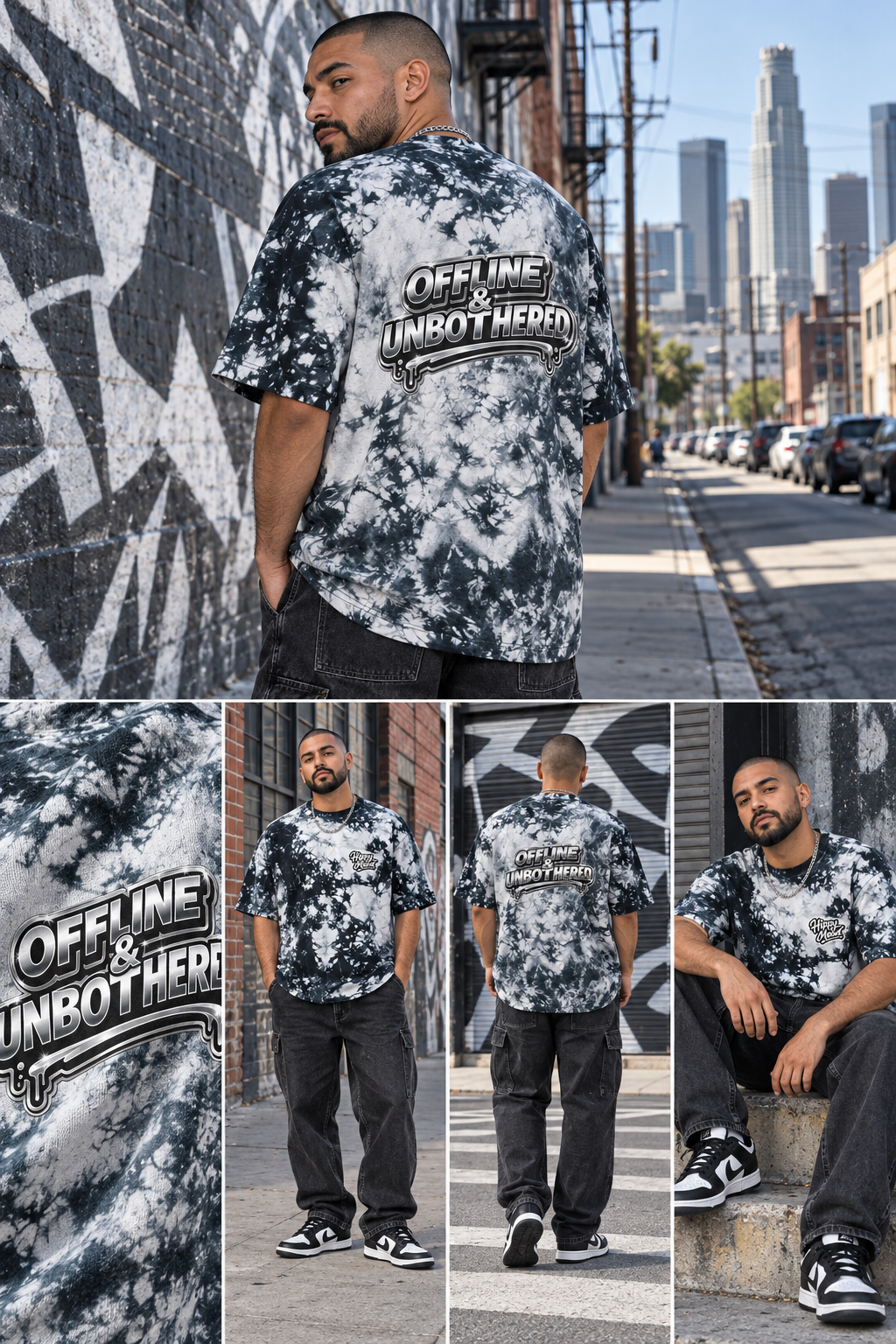 Offline & Unbothered Oversized Batik-Shirt