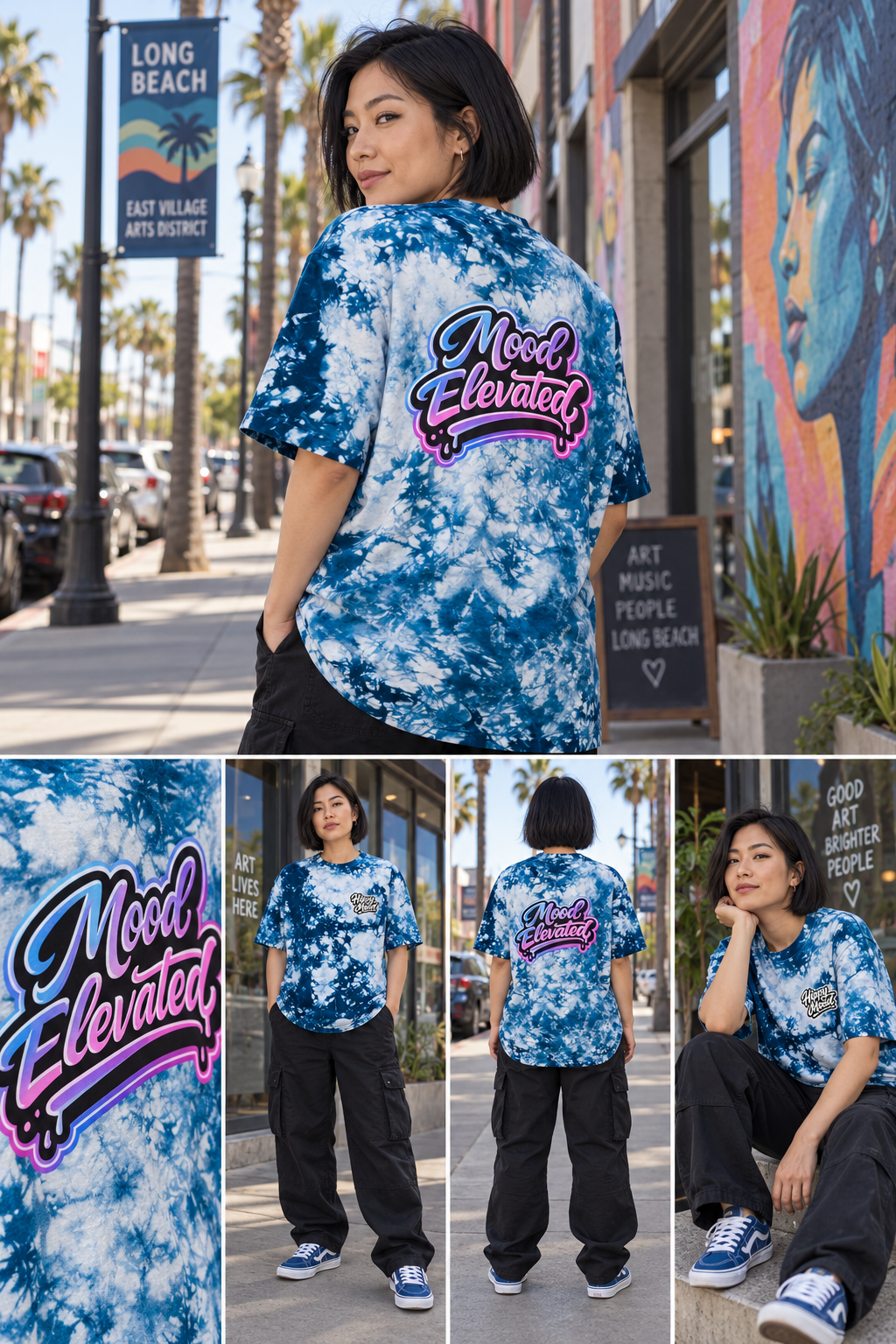 Mood Elevated Oversized-T-Shirt mit Batikmuster