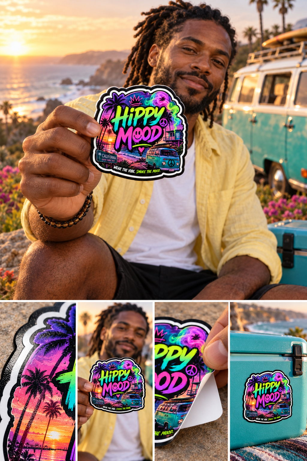 Hippy Mood California Sunset Sticker