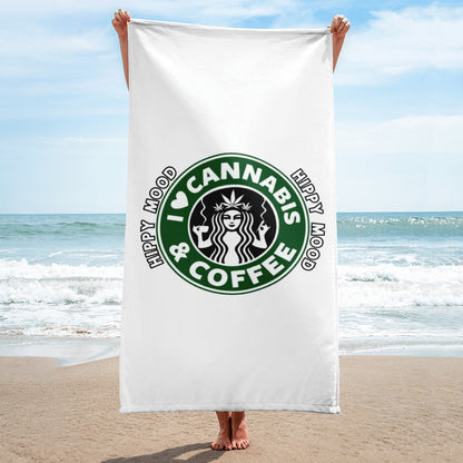 I Love Cannabis & Coffee Print Towel