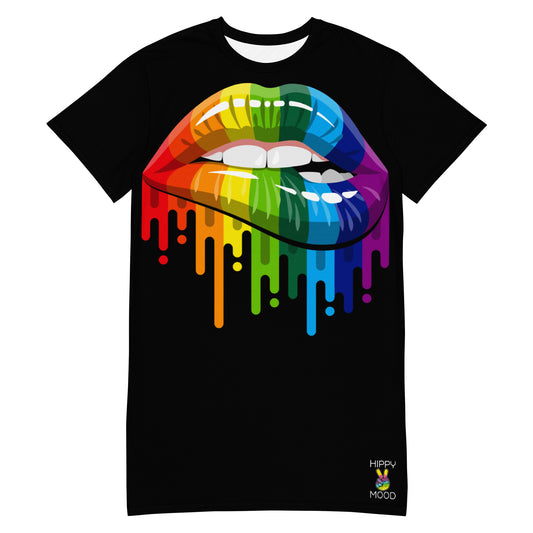Rainbow Lips T-shirt Dress