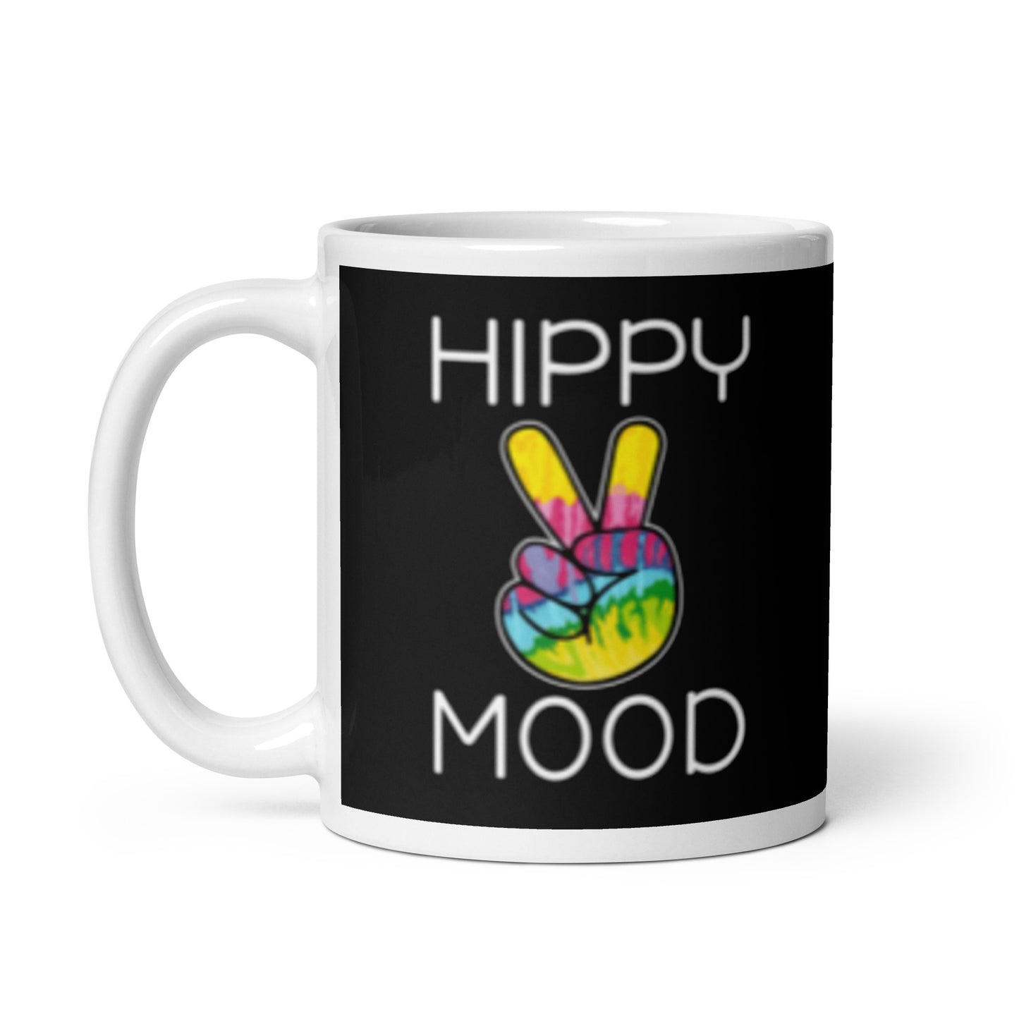 Hippy Mood | Black & White Glossy Mug