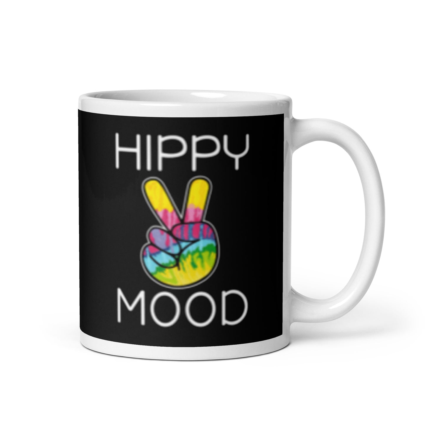 Hippy Mood | Black & White Glossy Mug